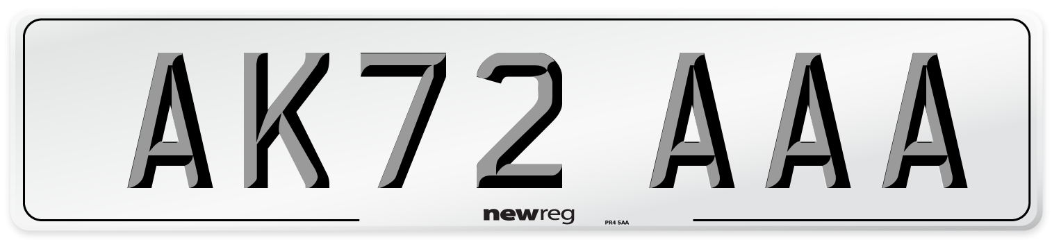 AK72 AAA Number Plate from New Reg